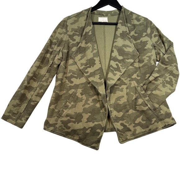 Womens Camo Open Front Waterfall Jacket Large Cardigan Jacket Casual Blazer - Picture 17 of 17
